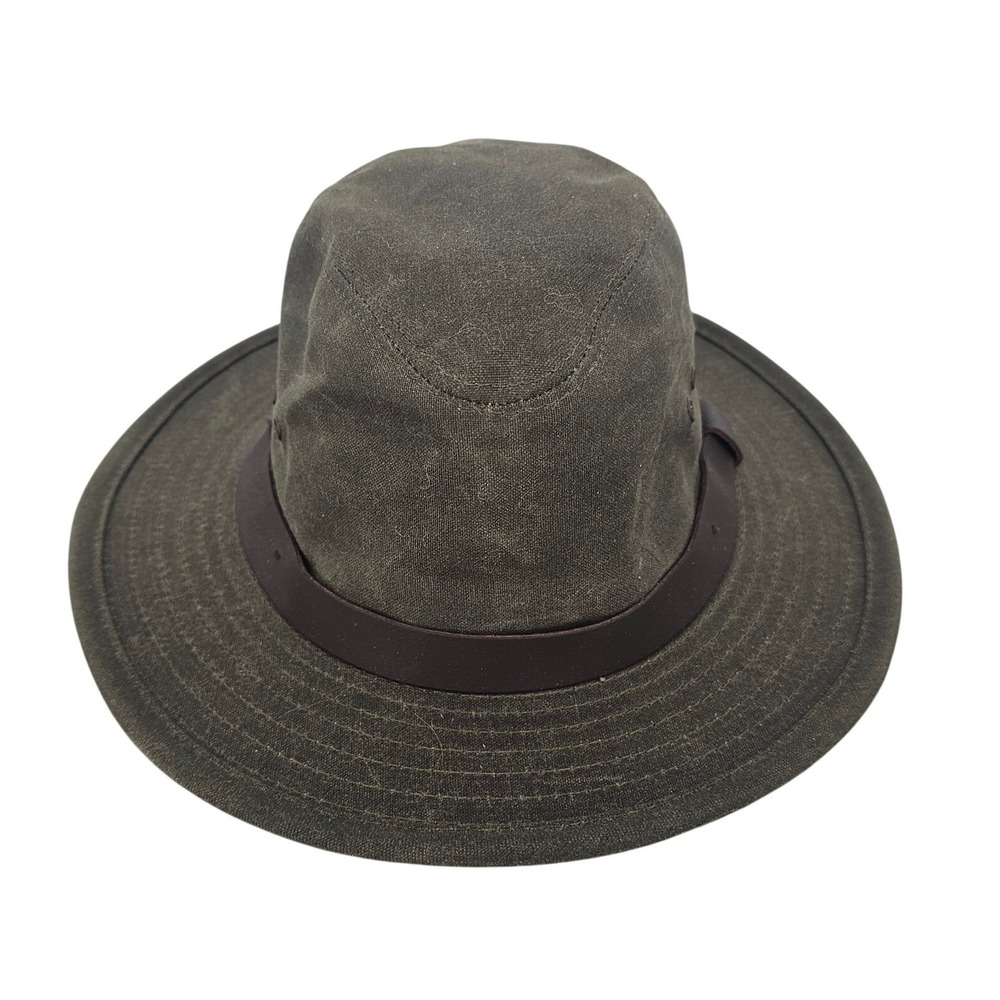 Filson Tin Cloth Bush Hat Otter Green Waxed Cotton Outdoor Fedora Small USA - Picture 3 of 7